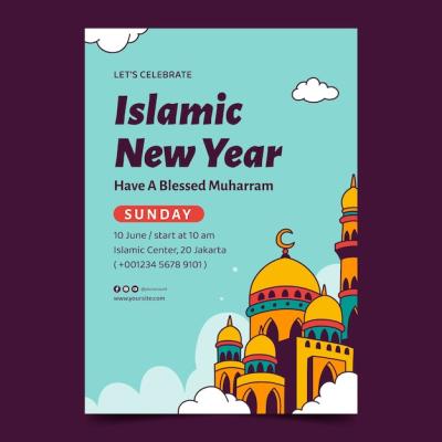 Vertical Poster Template for Islamic New Year Celebration – Free Download