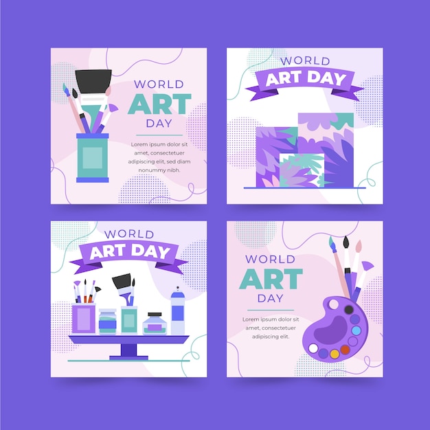 Instagram Post Collection for Flat World Art Day – Free Download