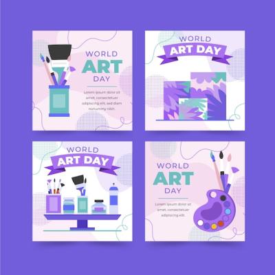 Instagram Post Collection for Flat World Art Day – Free Download