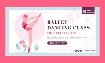 Dance School Facebook Template in Flat Design – Free Download