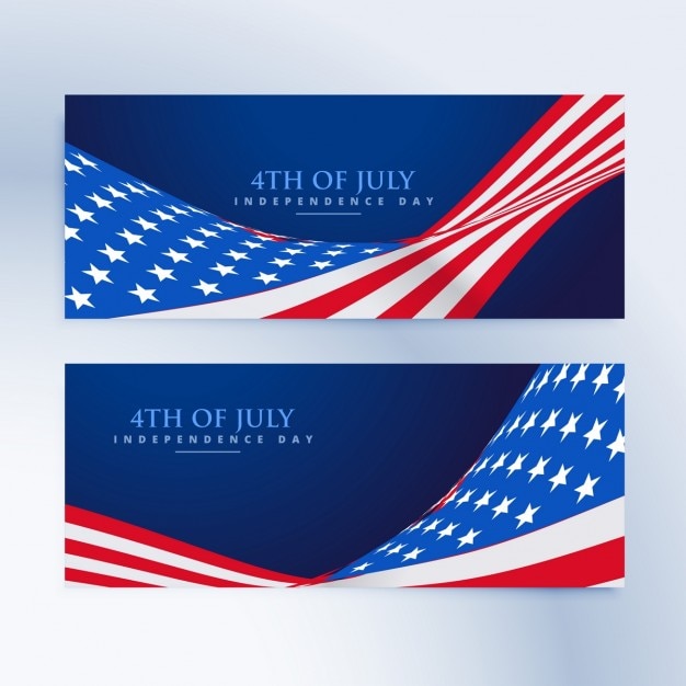 4th of July Banners Featuring the American Flag – Free Download