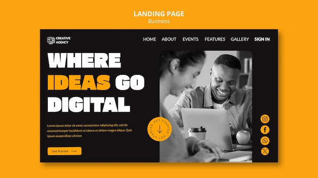 Flat Design Business Plan Landing Page – Free Download