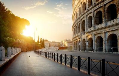 Colosseum and Morning Sunlight in Rome, Italy – Free Download