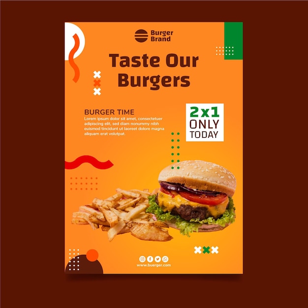 American Food Vertical Poster Featuring a Burger – Free Download