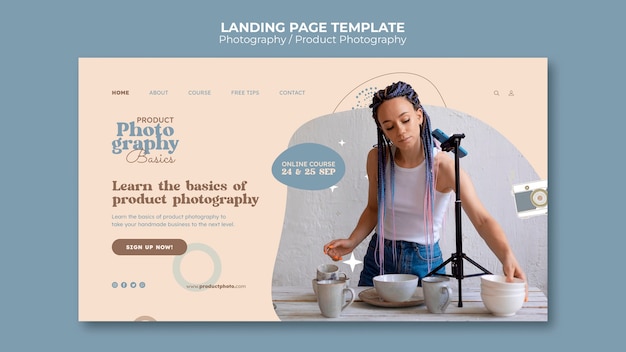 Flat Design Photography Landing Page Template – Free Download