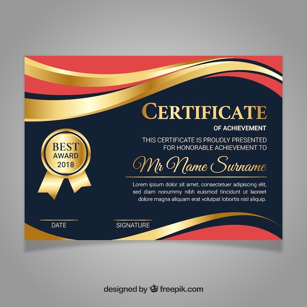 Golden Color Certificate Template – Free Download