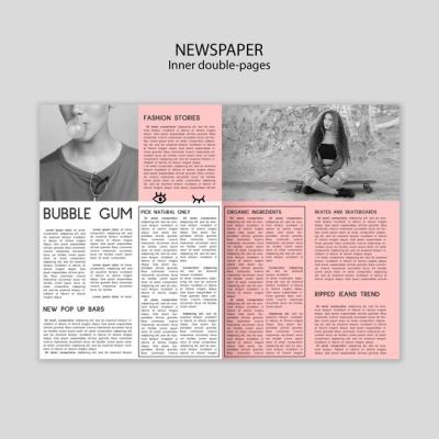 Newspaper Inner Double Pages Template with Pictures – Free Download