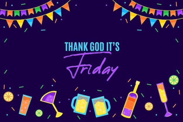 Friday Background Featuring Garlands and Drinks – Free to Download