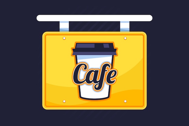 Flat Design Cafe Signage Illustration – Free Download