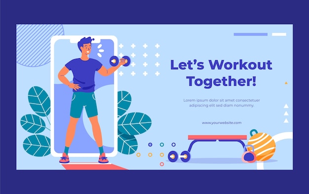 Gym Center Facebook Post in Flat Design – Free Download, Free Stock Photo