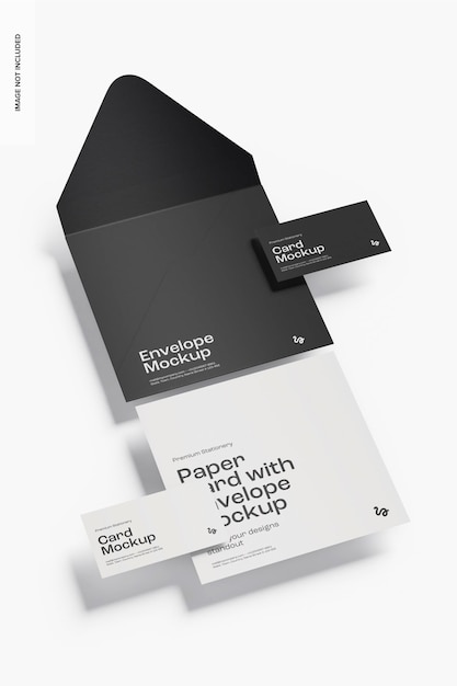 Opened Paper Cards with Envelope Mockup – Free Download