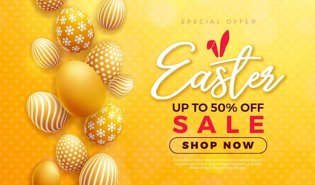 Colorful Easter Sale Vector Illustration Featuring Painted Eggs and Typography – Free Download