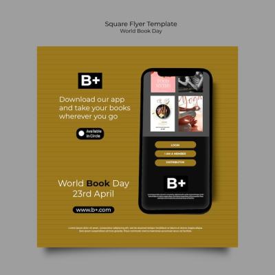 World Book Day Square Flyer Template – Download Free Stock Photo