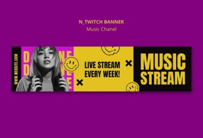 Music Channel Twitch Banner Template – Free Download