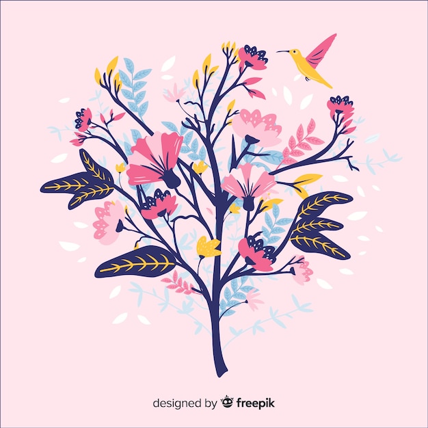 Colorful Floral Branch in Flat Design – Free Stock Photo, Download Free