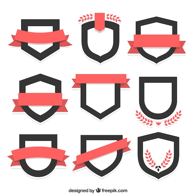 Shield Badge with Ribbon Collection – Free Download