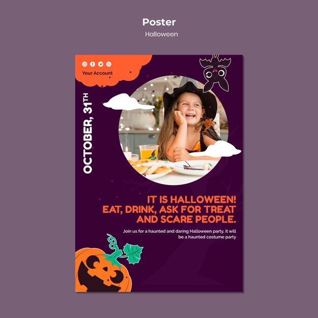 Halloween Print Template Featuring a Captivating Photo – Download Free Stock Photo