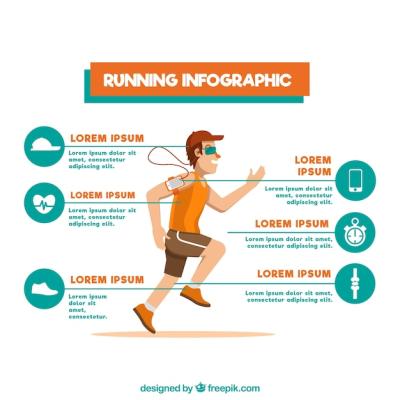 Flat Infographic Template Featuring a Running Man and Diverse Options – Free Download