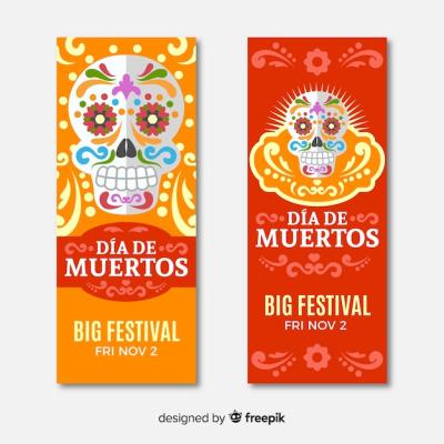 Dia de Muertos Banners – Free Download for Stunning Vector Templates