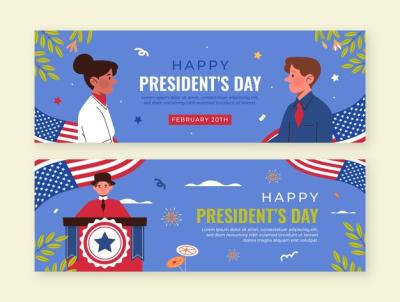 Presidents Day Celebration Horizontal Banners Set – Free Download