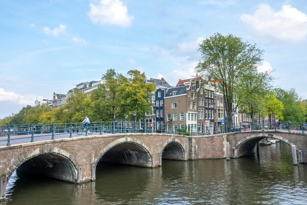 Amsterdam Waterfront Houses and Stone Bridges – Free Download Stock Photos