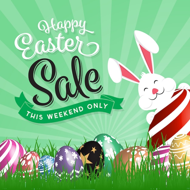 Easter Sales Background Featuring a Rabbit – Free Download