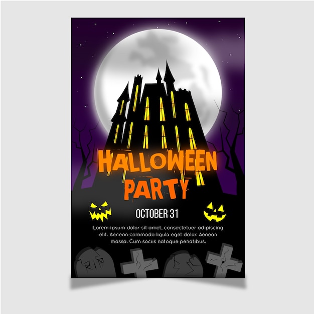 Creepy Halloween Party Poster with Realistic Design – Free Download