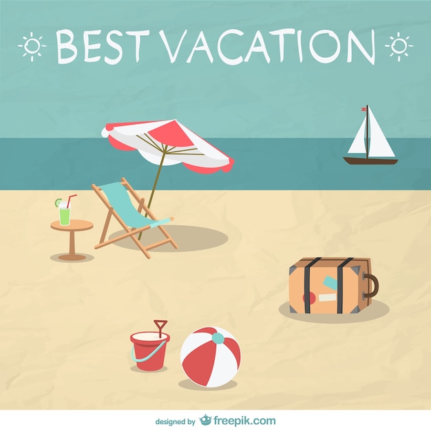 Summer Beach Vacation Illustration – Free Download