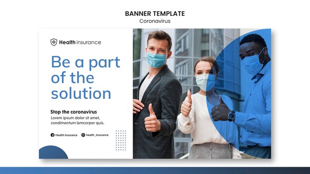 Horizontal Banner Template for Coronavirus Pandemic Featuring Medical Mask – Free Download