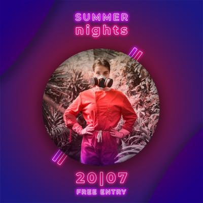 Neon Lights Summer Nights Party Banner – Free Download