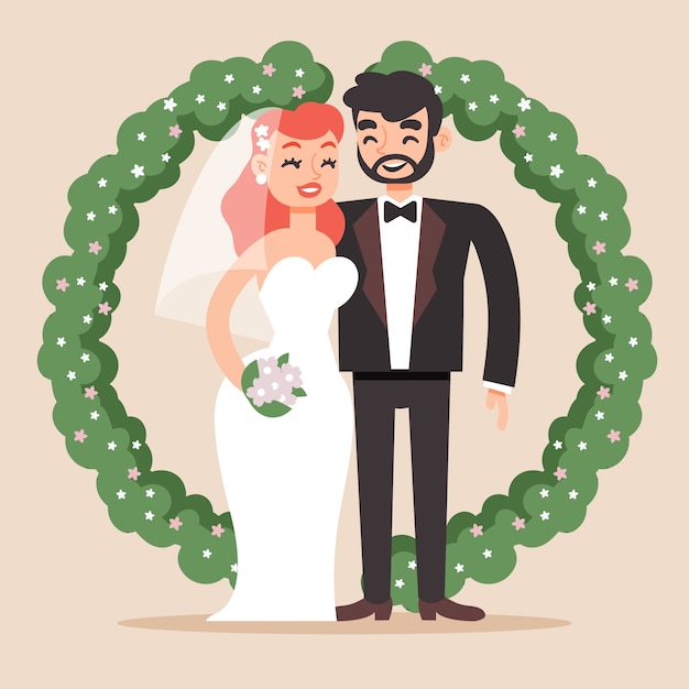 Bride and Groom Illustration Design – Free Download