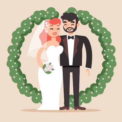 Bride and Groom Illustration Design – Free Download