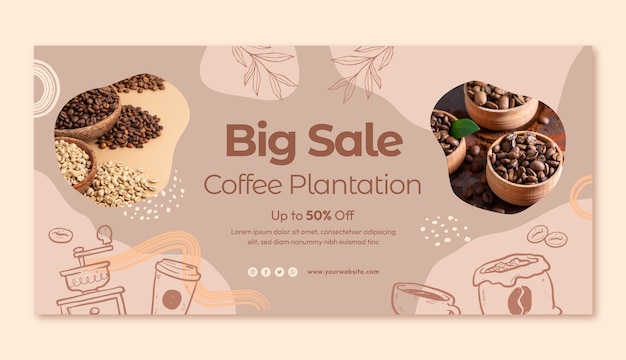 Hand Drawn Coffee Plantation Sale Banner – Free Download