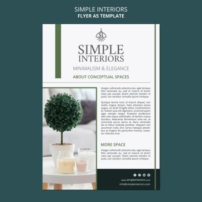 Simple Interiors Flyer Template Featuring a Plant – Free Download