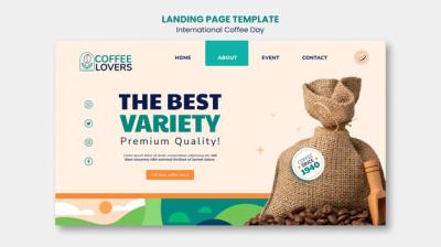 International Coffee Day Flat Design Landing Page Template – Free Download