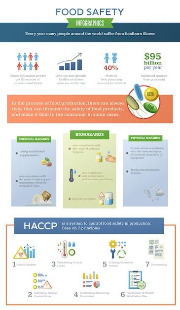 HACCP Food Safety Infographics Featuring Bar Chart Icons, Statistics, and Editable Text – Free Download