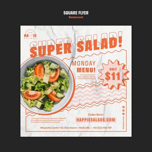 Flat Design Restaurant Square Flyer Template – Free to Download