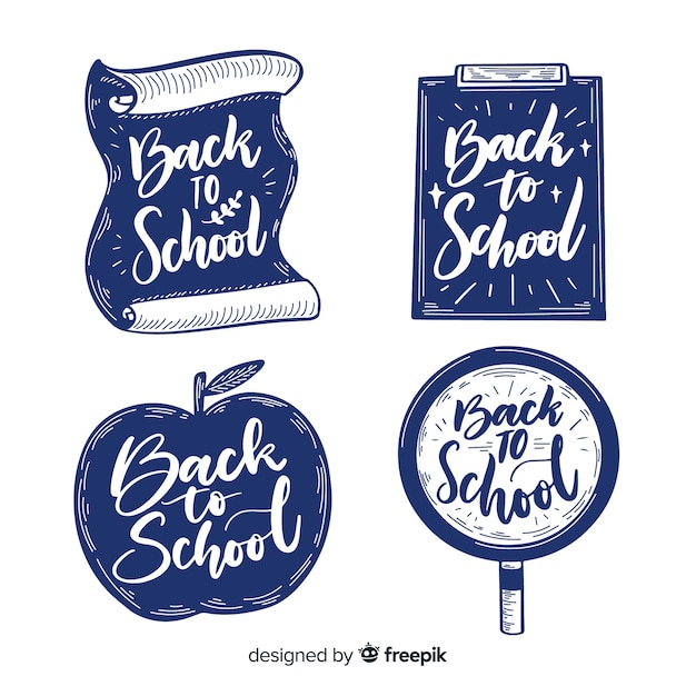 Hand Drawn Back to School Badge Collection – Free Download