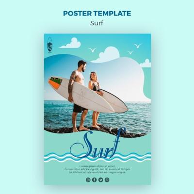 Surf Concept Poster Template – Download Free Stock Photo