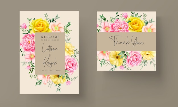 Hand Drawn Blooming Floral Wedding Invitation Template – Free Download