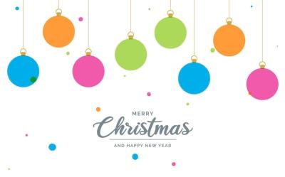 Flat Merry Christmas Decorative Ball Elements Hanging Vector Background Illustration – Free Download