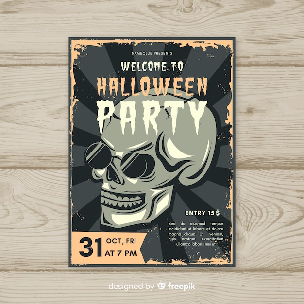 Vintage Style Halloween Party Poster – Free Download