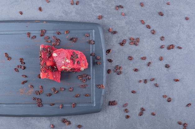 Turkish Delight Rahat Lokum with Pistachios on Grey Wooden Board – Free Stock Photo Download