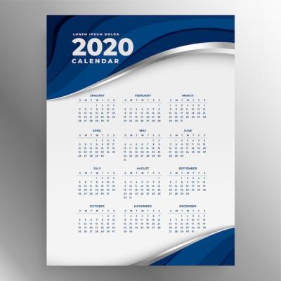 Blue Vertical Calendar Template for 2020 â Free Download