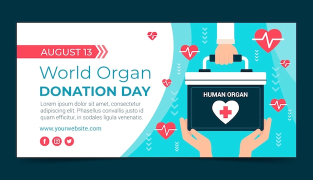 Horizontal Banner Template for World Organ Donation Day – Free Download