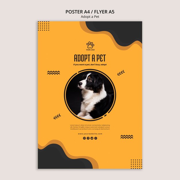 Adopt a Border Collie Dog Poster Template – Free Download