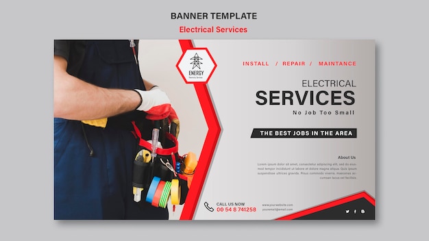 Horizontal Banner Design for Electrical Services – Free Download