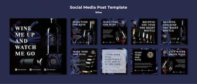 Instagram Post Collection for Wine Business – Free Download