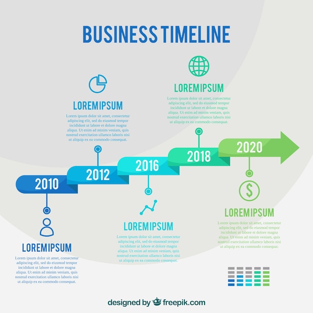 Colorful Business Timeline with Flat Design – Free Download