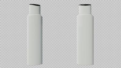 Two White Spray Bottles with Black Caps on a Black Background – Free Download